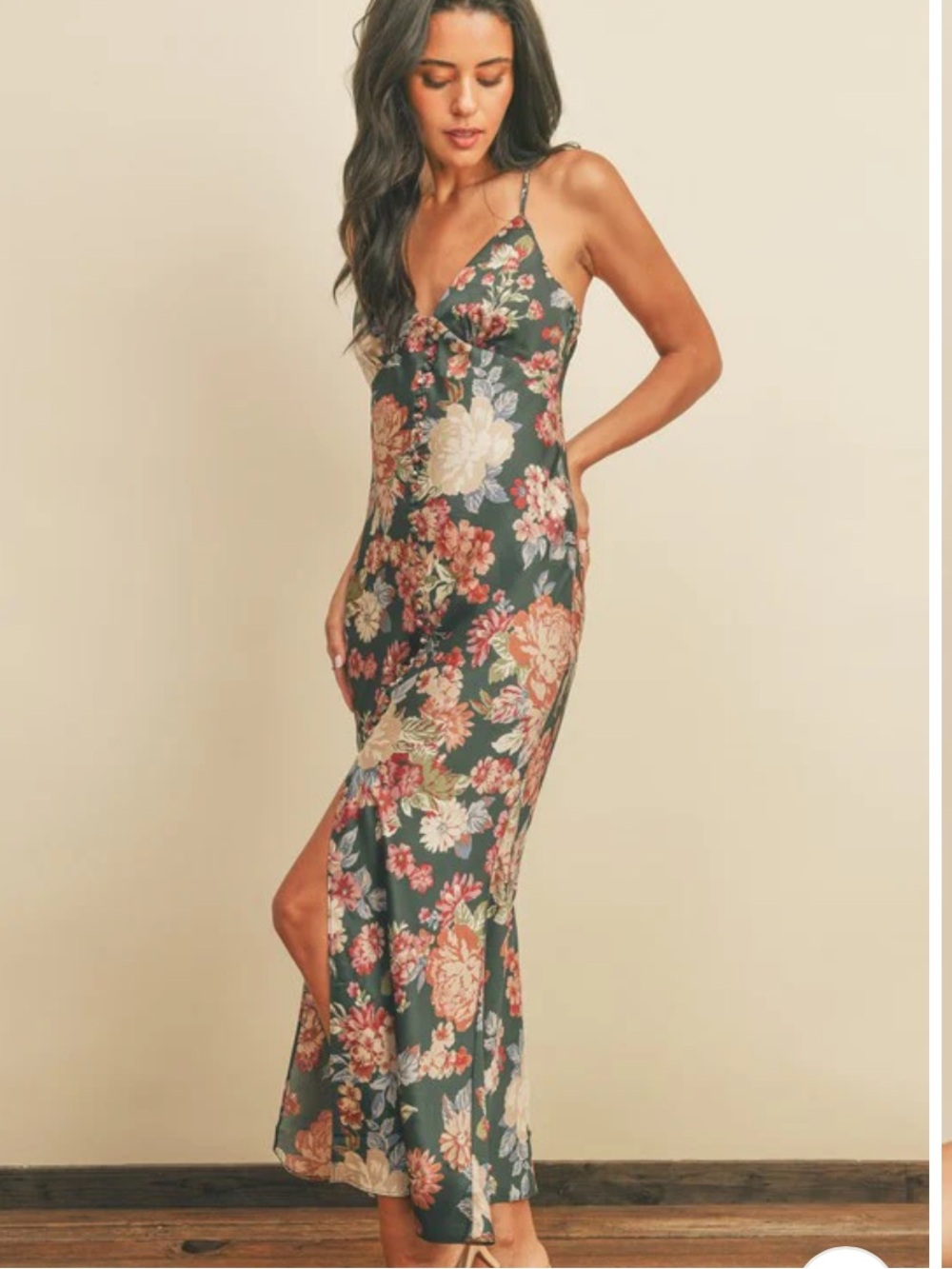 Dress Forum Green Floral Maxi Slip Dress - Picture 2 of 6